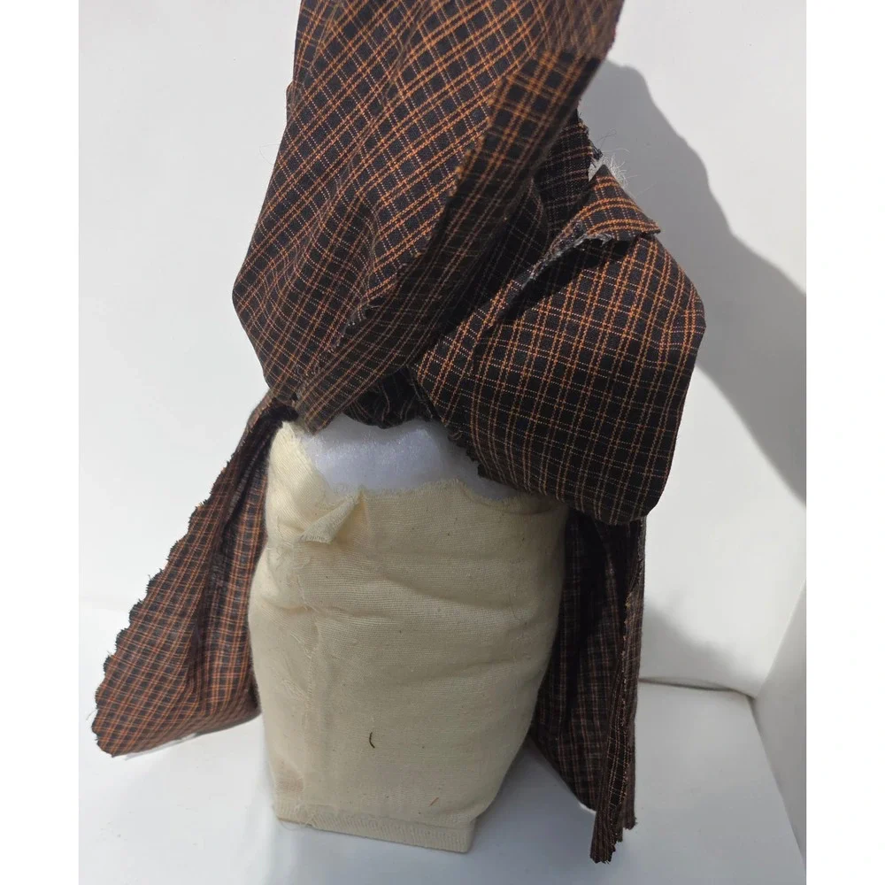 Vintage Primitive Halloween Witch Doll Handmade Folk Art Plaid Decor 14.5 inch